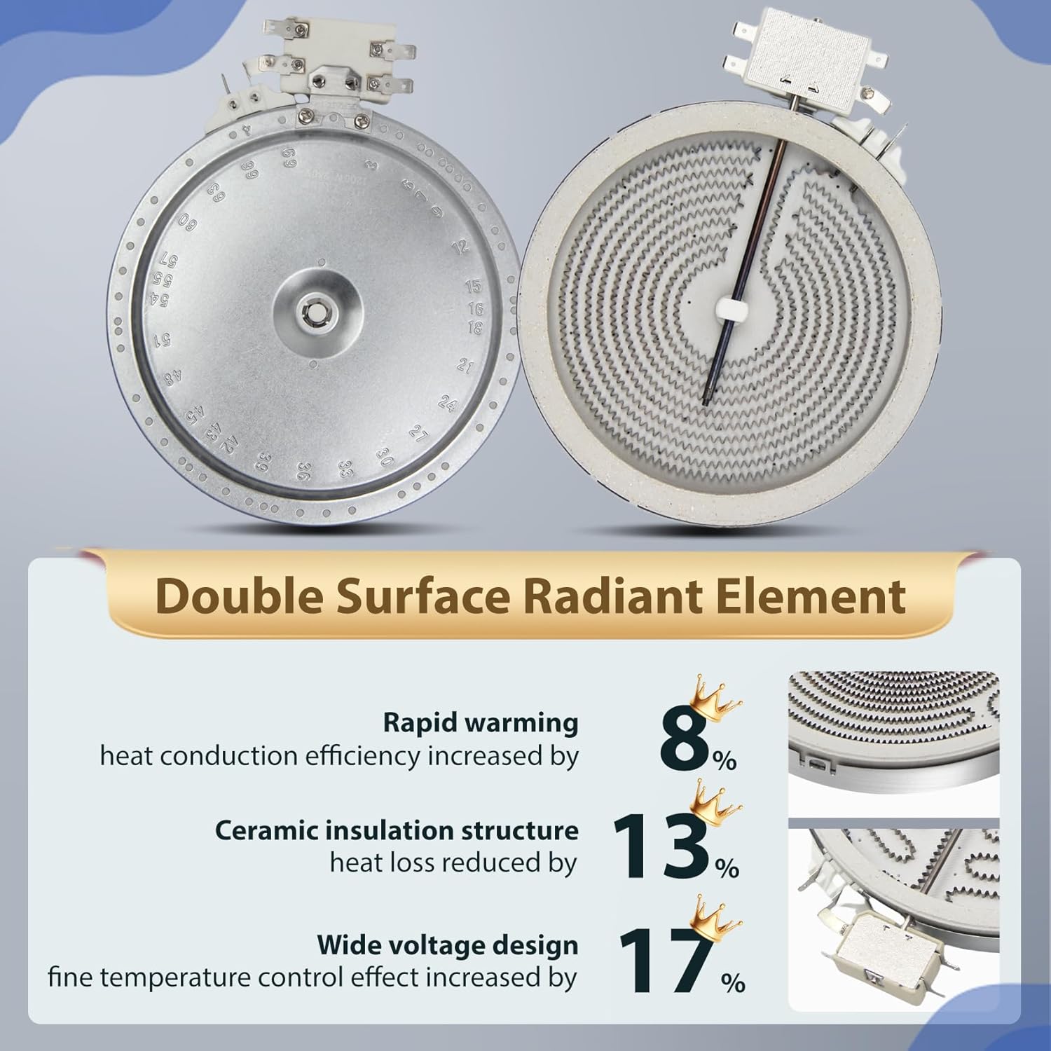 W11171119 8273994 Radiant Surface Element 6in Range Radiant Surface Element, Compatible with Whirlpool, Kenmore Electric Furnace Oven Replaces W11171119 AP6012390 PS11745598 PS11764915 W10823711